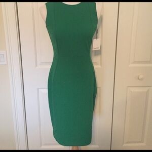 Calvin Klein Sheath Sleeveless Green Dress Size 10 NWT